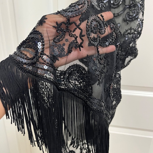 Heaven & Hell Black Beaded Fringe Flapper Dress – Size M - Picture 6 of 15